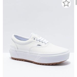 LEATHER STACKED PLATFORM VANS - size 8.5